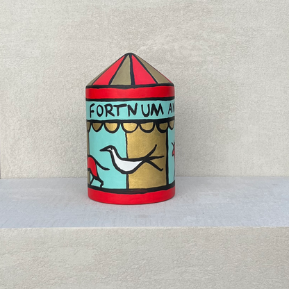 Fortnum & Mason decorative tin hand painted Christmas 2022 window collection