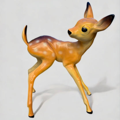 baby deer life sized painted sculpture festive