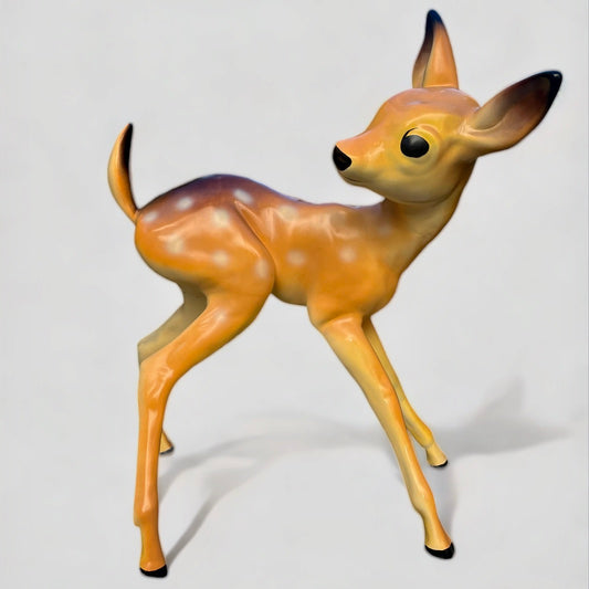 baby deer life sized painted sculpture festive