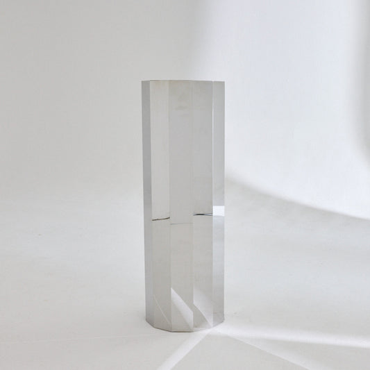 Hexagonal glass mirrored side table or plinth 